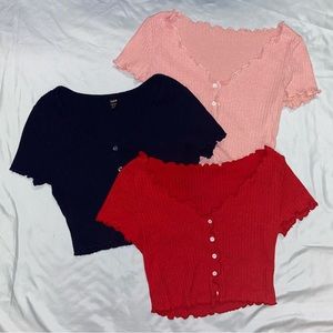 3 Piece Set Button up Tops from Shein